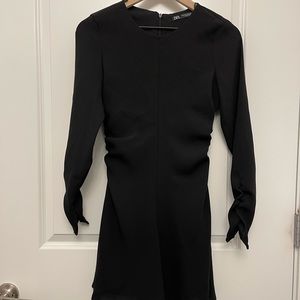 Zara long sleeve black ruched dress